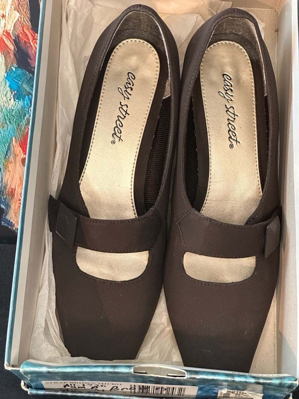 Easy Street Pam Strap Brown Micro Fiber Dress Pumps